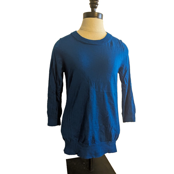 J. Crew blue quarter length sleeve sweater size S 100% merino wool - Picture 1 of 6